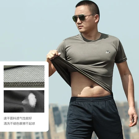 Summer fitness suit men's short-sleeved training suit summer shorts physical training training short-sleeved round neck quick-drying t-shirt men's suit jacket + pants 175/100 Summer fitness suit men's short-sleeved training suit summer shorts physical training training short-sleeved round neck quick-drying t-shirt men's suit jacket + pants 175/100
