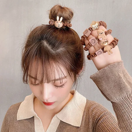 YYEU velvet bear head rope net cute and sweet rubber band female hair tie ponytail small intestine hair ring velvet bear head rope 4-piece set YYEU velvet bear head rope net cute and sweet rubber band female hair tie ponytail small intestine hair ring velvet bear head rope 4-piece set
