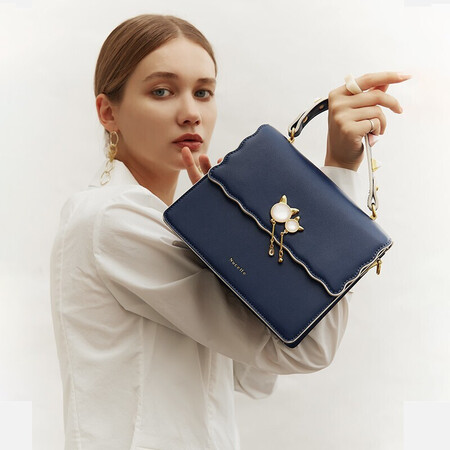 NUCELLE bag women's bag shoulder handbag ins ladies messenger bag small square bag mobile phone bag for girlfriend and wife birthday holiday gift 149 temperament sapphire blue NUCELLE bag women's bag shoulder handbag ins ladies messenger bag small square bag mobile phone bag for girlfriend and wife birthday holiday gift 149 temperament sapphire blue