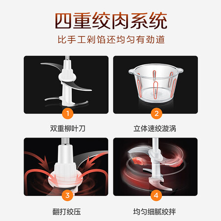 Supor SUPOR household electric meat grinder, stainless steel multi-function cooking machine, stuffing machine, minced meat, minced meat, chopping and complementary food mixer JR05-300 Supor SUPOR household electric meat grinder, stainless steel multi-function cooking machine, stuffing machine, minced meat, minced meat, chopping and complementary food mixer JR05-300