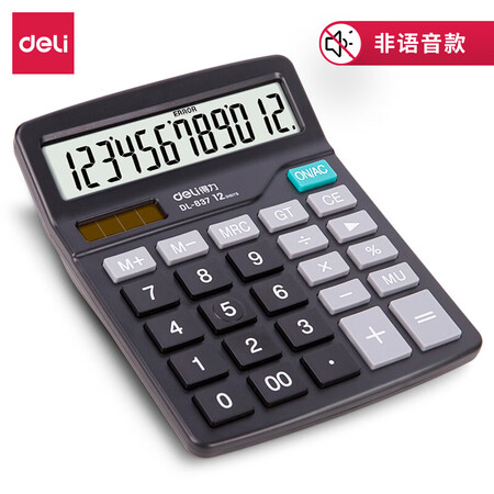 Powerful deli dual power portable desktop calculator 12-bit large screen desktop computer office supplies black 837 Powerful deli dual power portable desktop calculator 12-bit large screen desktop computer office supplies black 837