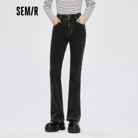 Semir Senma jeans women's brushed flared pants basic retro 2022 autumn and winter fashion ladies trousers show leg length 109722124023 denim black 27 Semir Senma jeans women's brushed flared pants basic retro 2022 autumn and winter fashion ladies trousers show leg length 109722124023 denim black 27