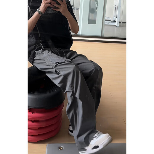 QumiLe cleanfit paratrooper overalls men's summer American fashion brand outdoor hiking pants retro loose casual trousers dark gray M QumiLe cleanfit paratrooper overalls men's summer American fashion brand outdoor hiking pants retro loose casual trousers dark gray M