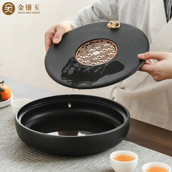 Jinxiang circular tea tray kung fu tea dry tea home storage tray ceramic dual circular path tea tray 25 * 5cm Jinxiang circular tea tray kung fu tea dry tea home storage tray ceramic dual circular path tea tray 25 * 5cm