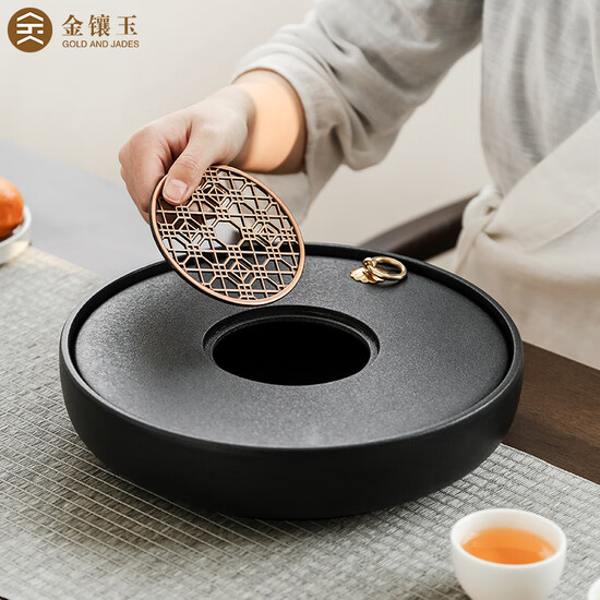 Jinxiang circular tea tray kung fu tea dry tea home storage tray ceramic dual circular path tea tray 25 * 5cm Jinxiang circular tea tray kung fu tea dry tea home storage tray ceramic dual circular path tea tray 25 * 5cm
