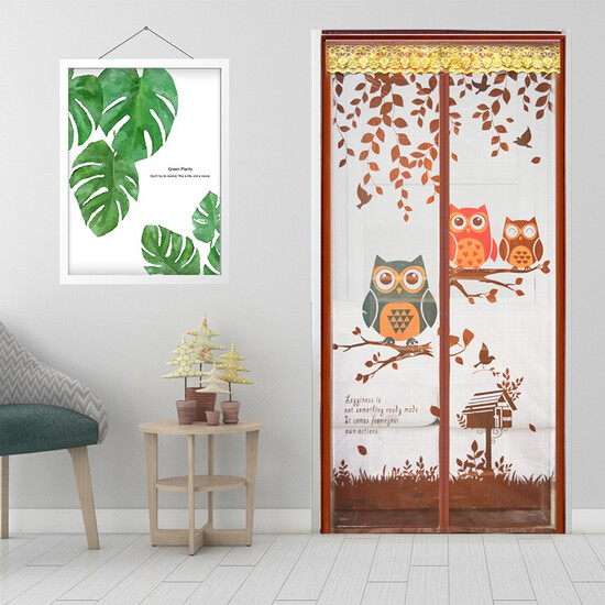 Domey anti-mosquito door curtain self-adhesive Velcro thickened wear-free magnetic stripe mute strengthen magnetic encryption screen window curtain 90*210cm owl models gift pushpin Domey anti-mosquito door curtain self-adhesive Velcro thickened wear-free magnetic stripe mute strengthen magnetic encryption screen window curtain 90*210cm owl models gift pushpin
