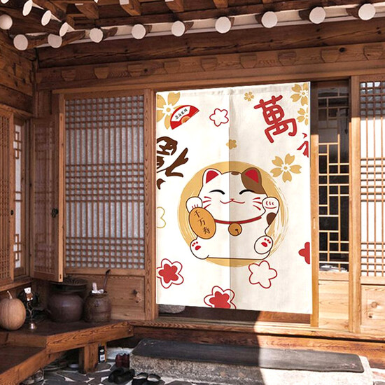 Fort Sheng Shitai Japanese cloth curtain curtain bedroom kitchen bathroom living room curtain partition curtain + telescopic rod free punch ten million Shou Fu 84 * 120cm Fort Sheng Shitai Japanese cloth curtain curtain bedroom kitchen bathroom living room curtain partition curtain + telescopic rod free punch ten million Shou Fu 84 * 120cm