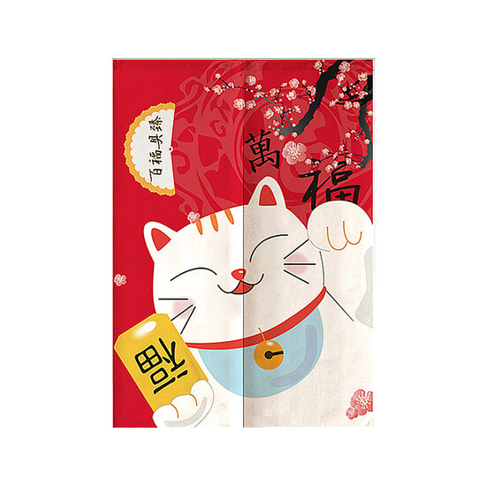 Shengshitaibao Fabric Door Curtain Japanese-style Short Hanging Curtains Perforated Door Curtain Partition Free Perforated Door Curtain in Bedroom, Kitchen, Kitchen and Bathroom Door Curtain + Rod Lucky Cat 84*120cm Shengshitaibao Fabric Door Curtain Japanese-style Short Hanging Curtains Perforated Door Curtain Partition Free Perforated Door Curtain in Bedroom, Kitchen, Kitchen and Bathroom Door Curtain + Rod Lucky Cat 84*120cm