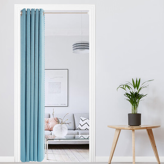 Di Yin DIYIN curtain cloth partition curtain air conditioning curtain Nordic bedroom living room curtains shading the dressing room curtain rod free punch to send sky blue curtain 150 * 200 Di Yin DIYIN curtain cloth partition curtain air conditioning curtain Nordic bedroom living room curtains shading the dressing room curtain rod free punch to send sky blue curtain 150 * 200