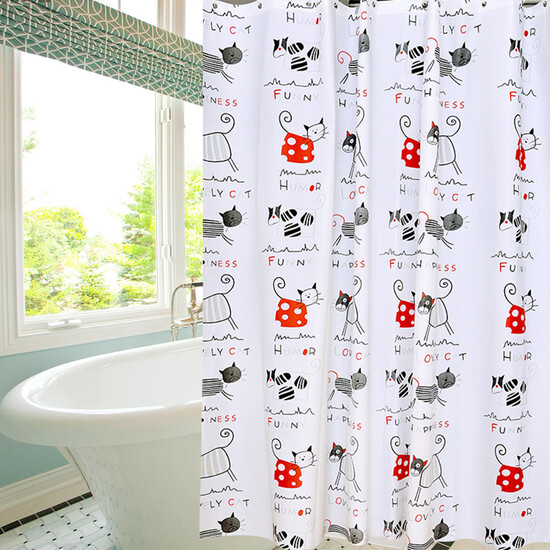 Di Yin DIYIN bathroom shower curtain cloth thick waterproof shower curtain mildew-free suite bathroom perforated panel curtain curtain window curtain cat 120 * 180cm Di Yin DIYIN bathroom shower curtain cloth thick waterproof shower curtain mildew-free suite bathroom perforated panel curtain curtain window curtain cat 120 * 180cm