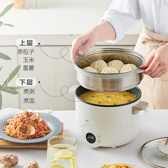 Bear 2.5L multi-function electric cooker electric steamer dormitory small pot electric frying pan non-stick electric cooker cooking noodles cooking small hot pot DRG-C18L1 Bear 2.5L multi-function electric cooker electric steamer dormitory small pot electric frying pan non-stick electric cooker cooking noodles cooking small hot pot DRG-C18L1