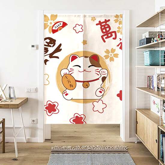 Fort Sheng Shitai Japanese cloth curtain curtain bedroom kitchen bathroom living room curtain partition curtain + telescopic rod free punch ten million Shou Fu 84 * 120cm Fort Sheng Shitai Japanese cloth curtain curtain bedroom kitchen bathroom living room curtain partition curtain + telescopic rod free punch ten million Shou Fu 84 * 120cm