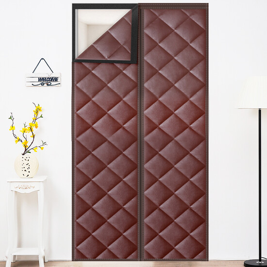 Gong Xun Cotton curtain thickened household cold-proof and wind-proof windshield partition magnetic autumn and winter warm and thermal insulation self-priming air conditioning curtain brown PU leather 100*200 Gong Xun Cotton curtain thickened household cold-proof and wind-proof windshield partition magnetic autumn and winter warm and thermal insulation self-priming air conditioning curtain brown PU leather 100*200