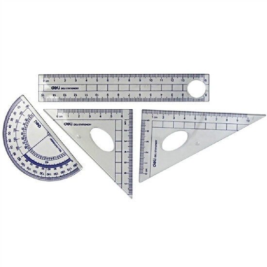 Effective deli9597 student stationery drawing ruler four-piece ruler straight ruler triangle ruler *2+ protractor Effective deli9597 student stationery drawing ruler four-piece ruler straight ruler triangle ruler *2+ protractor