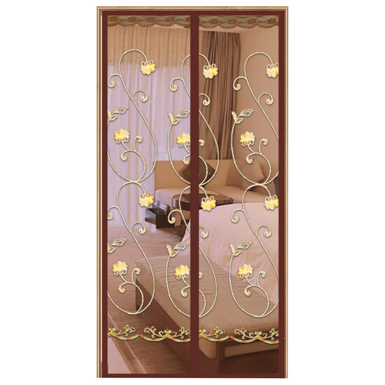 Palace Kaoru supports custom Velcro mosquito curtain encrypted magnetic soft screen door Summer mute sand window gauze mosquito screens self-adhesive removable rich flowers Brown 90 * 210 Palace Kaoru supports custom Velcro mosquito curtain encrypted magnetic soft screen door Summer mute sand window gauze mosquito screens self-adhesive removable rich flowers Brown 90 * 210