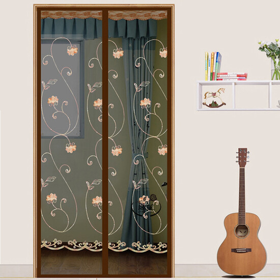 Palace Kaoru supports custom Velcro mosquito curtain encrypted magnetic soft screen door Summer mute sand window gauze mosquito screens self-adhesive removable rich flowers Brown 90 * 210 Palace Kaoru supports custom Velcro mosquito curtain encrypted magnetic soft screen door Summer mute sand window gauze mosquito screens self-adhesive removable rich flowers Brown 90 * 210
