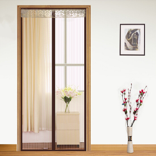 Gong Xun Support customization Velcro anti-mosquito curtain summer mute magnetic encryption soft screen door sand window screen net screen mosquito self-adhesive detachable striped brown 90*210 Gong Xun Support customization Velcro anti-mosquito curtain summer mute magnetic encryption soft screen door sand window screen net screen mosquito self-adhesive detachable striped brown 90*210