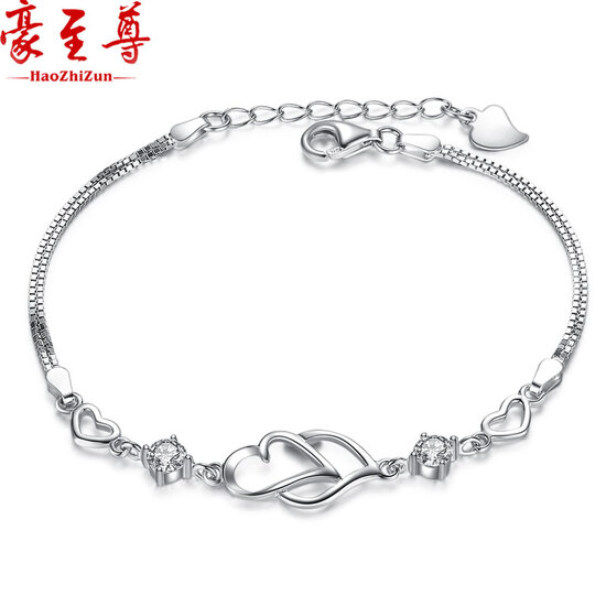 Hao Luxury Collection heart to heart bracelet 925 silver bracelet female models student Korean Heart-shaped jewelry hand bracelets Ms. Valentine birthday gift to send his girlfriend Christmas White Heart to Heart Sterling Silver Bracelet Hao Luxury Collection heart to heart bracelet 925 silver bracelet female models student Korean Heart-shaped jewelry hand bracelets Ms. Valentine birthday gift to send his girlfriend Christmas White Heart to Heart Sterling Silver Bracelet