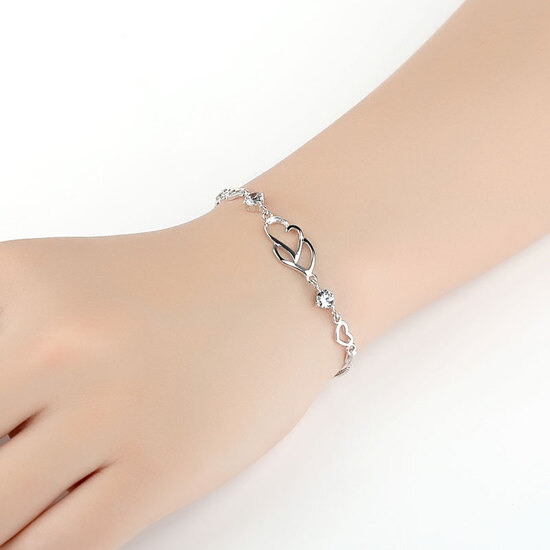 Hao Luxury Collection heart to heart bracelet 925 silver bracelet female models student Korean Heart-shaped jewelry hand bracelets Ms. Valentine birthday gift to send his girlfriend Christmas White Heart to Heart Sterling Silver Bracelet Hao Luxury Collection heart to heart bracelet 925 silver bracelet female models student Korean Heart-shaped jewelry hand bracelets Ms. Valentine birthday gift to send his girlfriend Christmas White Heart to Heart Sterling Silver Bracelet