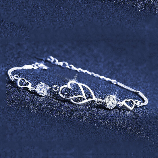 Hao Luxury Collection heart to heart bracelet 925 silver bracelet female models student Korean Heart-shaped jewelry hand bracelets Ms. Valentine birthday gift to send his girlfriend Christmas White Heart to Heart Sterling Silver Bracelet Hao Luxury Collection heart to heart bracelet 925 silver bracelet female models student Korean Heart-shaped jewelry hand bracelets Ms. Valentine birthday gift to send his girlfriend Christmas White Heart to Heart Sterling Silver Bracelet