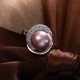 Demi jewelry large grain plump pearl powder purple freshwater pearl ring S925 silver 9-10mm Demi jewelry large grain plump pearl powder purple freshwater pearl ring S925 silver 9-10mm