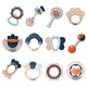 Leqin Lechin Baby Toys Newborn Fun Handbell Molar Teether Appease Toy Baby Rattle 12-piece Set Leqin Lechin Baby Toys Newborn Fun Handbell Molar Teether Appease Toy Baby Rattle 12-piece Set