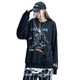 Guuka tide brand hand-painted doodle sweater male 2020 autumn new teen Japanese hip hop street small monster print round neck sports pull sweater loose ribbed top black m Guuka tide brand hand-painted doodle sweater male 2020 autumn new teen Japanese hip hop street small monster print round neck sports pull sweater loose ribbed top black m