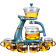 Tangfeng tea set semi-automatic glass tea set set household tea maker lazy Kung Fu tea set creative palace lantern office reception flower teapot tea cup heat-resistant transparent one deer has you Fulu Lianlian tea set golden lotus + glass red 6 cups Tangfeng tea set semi-automatic glass tea set set household tea maker lazy Kung Fu tea set creative palace lantern office reception flower teapot tea cup heat-resistant transparent one deer has you Fulu Lianlian tea set golden lotus + glass red 6 cups