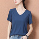 Pincai new ice silk short-sleeved T-shirt spring and summer solid color women's 2020 thin section trendy V-neck compassionate Korean version of the white loose top white One size recommendation 80-125 kg Pincai new ice silk short-sleeved T-shirt spring and summer solid color women's 2020 thin section trendy V-neck compassionate Korean version of the white loose top white One size recommendation 80-125 kg