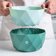 Porcelain soul Nordic fruit plate/fruit basket double drain basket fruit basket vegetable sink kitchen water filter basket large capacity vegetable sink household fruit plate basin for vegetable washing Small geometric green Porcelain soul Nordic fruit plate/fruit basket double drain basket fruit basket vegetable sink kitchen water filter basket large capacity vegetable sink household fruit plate basin for vegetable washing Small geometric green