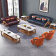 Dagoo Nordic minimalist new Chinese first floor leather ebony wood sofa light villa large apartment solid wood furniture combination single sofa combination Dagoo Nordic minimalist new Chinese first floor leather ebony wood sofa light villa large apartment solid wood furniture combination single sofa combination