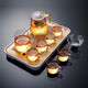 Tianxi TIANXI Hammered Glass Tea Set Household Kung Fu Tea Set with Filter Heat-resistant Glass Flower Teapot Fair Cup Tea Cup Tea Combination Tea Cup Without Tea Tray Tianxi TIANXI Hammered Glass Tea Set Household Kung Fu Tea Set with Filter Heat-resistant Glass Flower Teapot Fair Cup Tea Cup Tea Combination Tea Cup Without Tea Tray