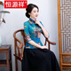 /Hengyuanxiang light luxury brand spring and summer improved Tang suit women's daily self-cultivation retro Chinese style middle-aged mother cheongsam two-piece suit Two single-piece blouse L /Hengyuanxiang light luxury brand spring and summer improved Tang suit women's daily self-cultivation retro Chinese style middle-aged mother cheongsam two-piece suit Two single-piece blouse L