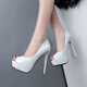 High heel women's wear sexy night shop princess fish mouth high heel sandals sex waterproof platform ladies sandals white fish mouth 34 High heel women's wear sexy night shop princess fish mouth high heel sandals sex waterproof platform ladies sandals white fish mouth 34