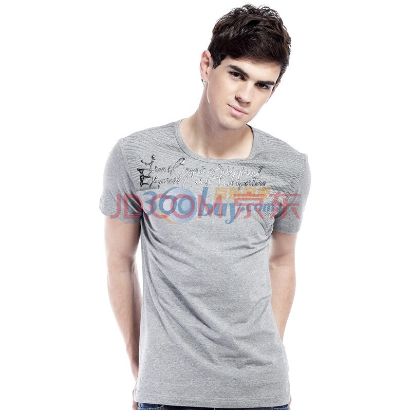 圆领印花男生衣服弹力男士