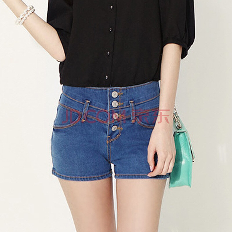 牛仔<em>高腰短裤</em>女<em>韩国</em>哪里买卖比较好的 大码高