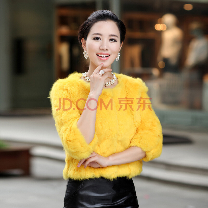 <em>兔毛外套</em>短款圆领便宜<em>价格</em> 仿<em>兔毛皮草外套</em>短