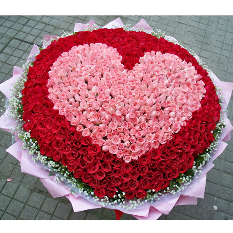 情人节999朵玫瑰花 鲜花速递365朵 1314朵可选 999枝红 粉玫瑰花