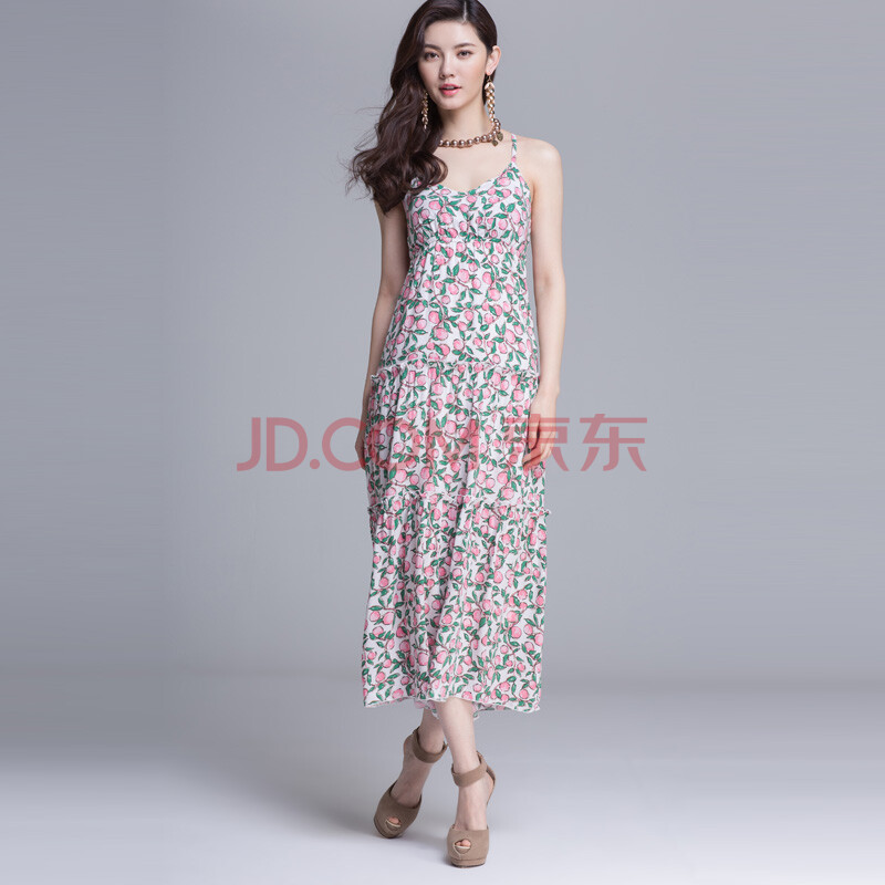 太平鸟女装2014春装新款吊带碎花连衣裙女HL