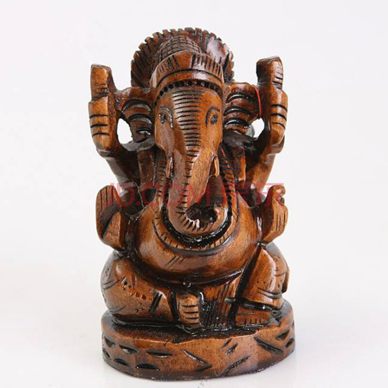 禾文阿思 印巴文化 木制印度象鼻财神摆件 手工木雕佛像精品