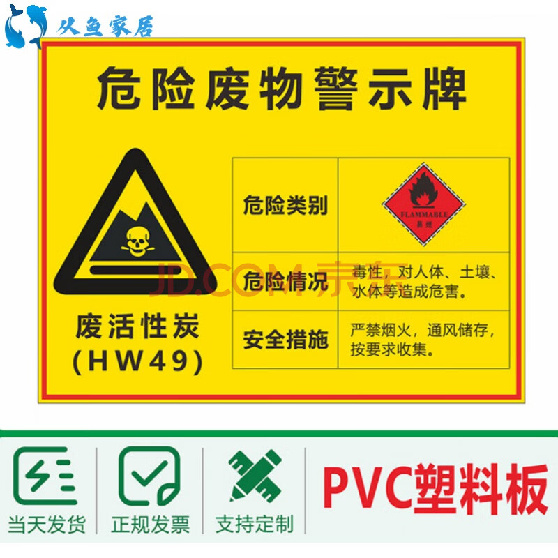 牌危废间标识牌全套废机油标示牌环保设施管理标志牌 废活性碳hw49 30