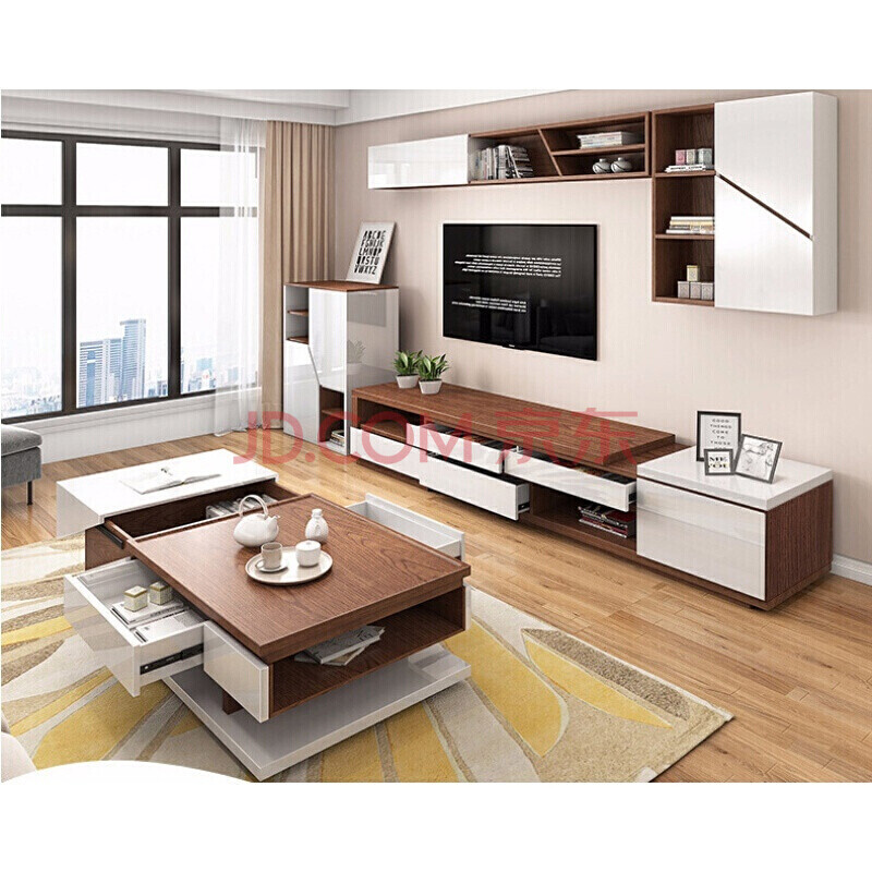 风格小户型客厅家具茶几电视柜组合北欧电视台地柜实木小型简易客厅