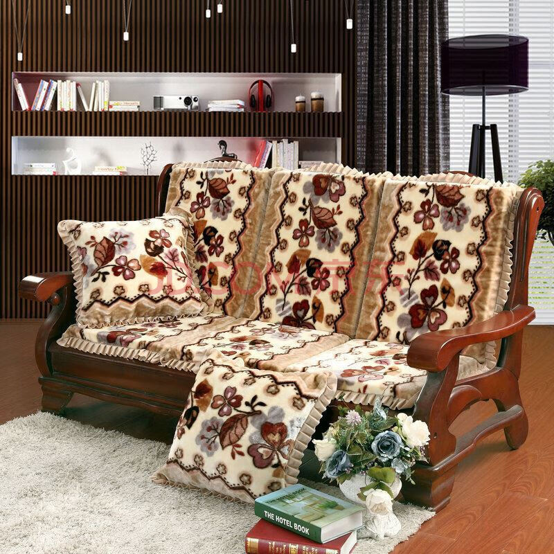 实木质沙发坐垫老式木头沙发凉椅坐垫带靠背连体客厅一体组合套装 明