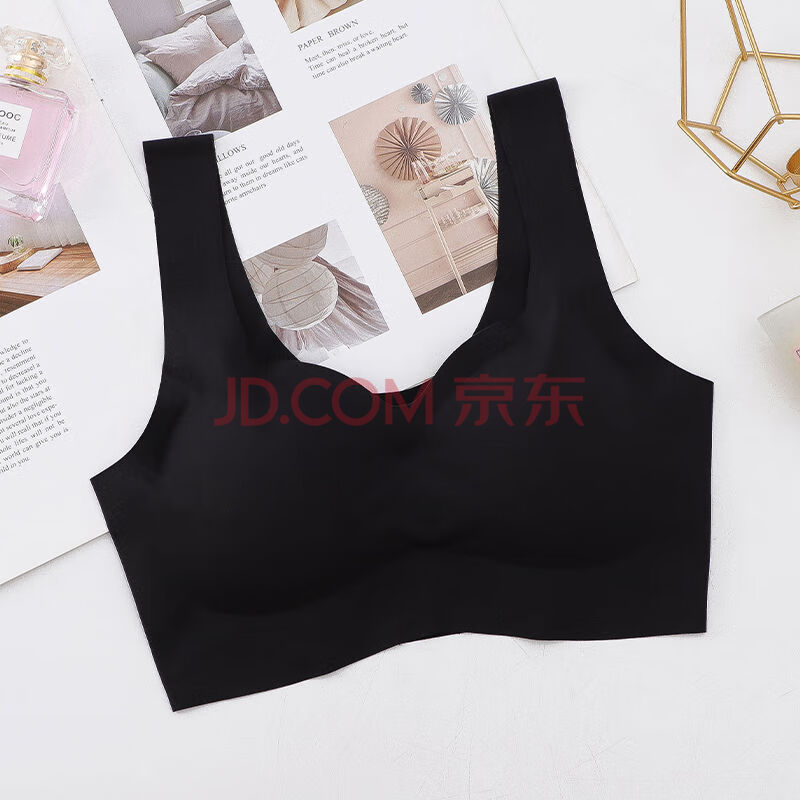 睡眠内衣女薄款聚拢无钢圈运动内衣文胸运动胸罩 黑色 xxl(150-170斤)
