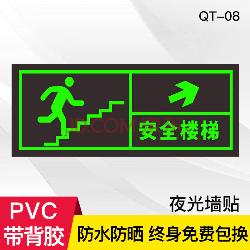 通道检查地标标志贴标志小心台阶地滑自发光 安全楼梯-右上墙贴qt-08