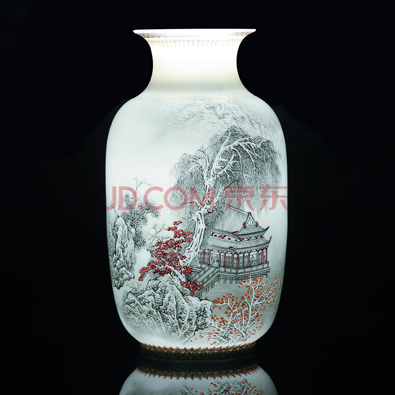 岁月老瓷景德镇1962年艺术瓷厂陶瓷研究所釉下五彩《烟雨楼台》国礼瓷
