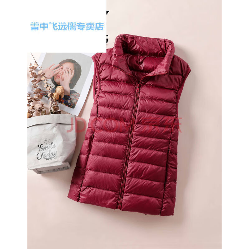 雪中飞商场同款 20反季轻薄羽绒服女短款马甲背心立领