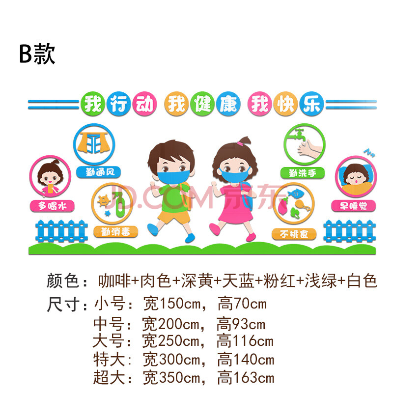 唯利多新款防疫宣传贴纸3d立体环创主题墙小学幼儿园墙面装饰教室班级