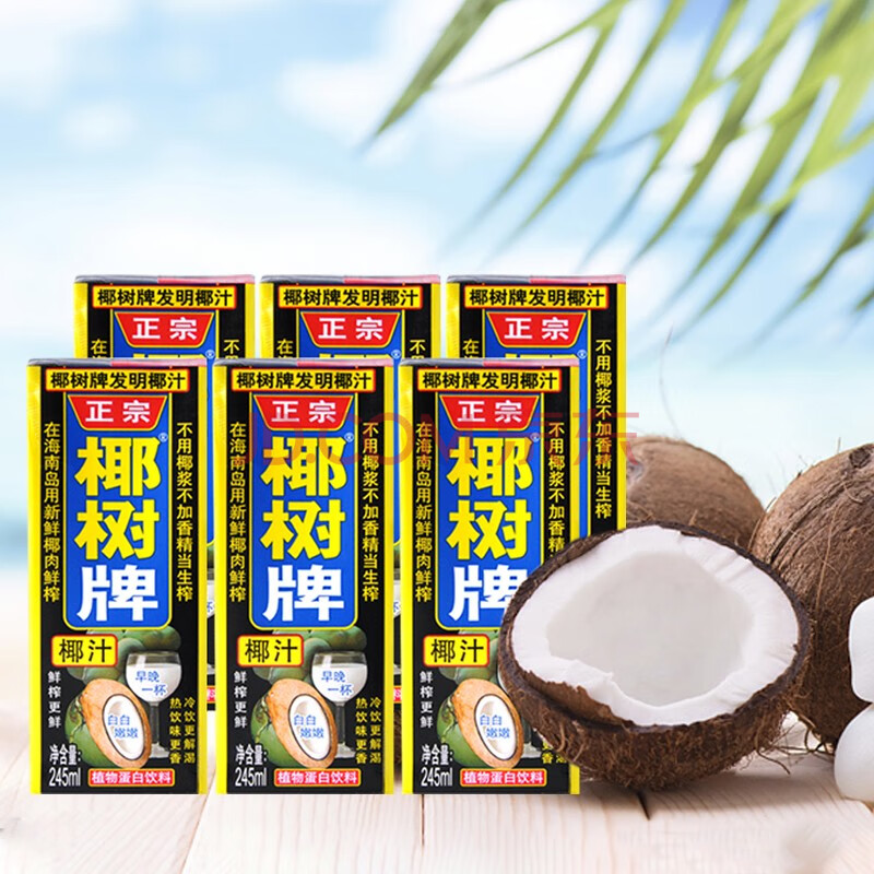 海南椰树牌椰子汁植物蛋白饮料椰树椰汁利乐包245ml*6盒
