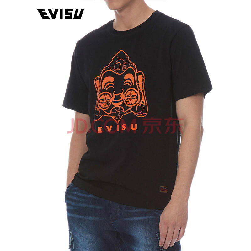 evisu 18ss 男士家纹佛头印花短袖t恤 1eshtm8ts552xx 黑色 m